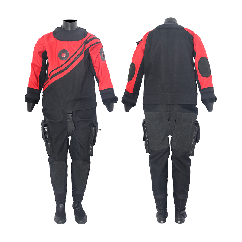 Traje seco de butilo rojo y negro