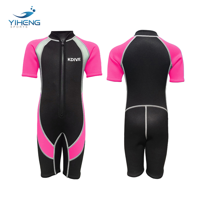 Traje de neopreno corto rosa vibrante para niños