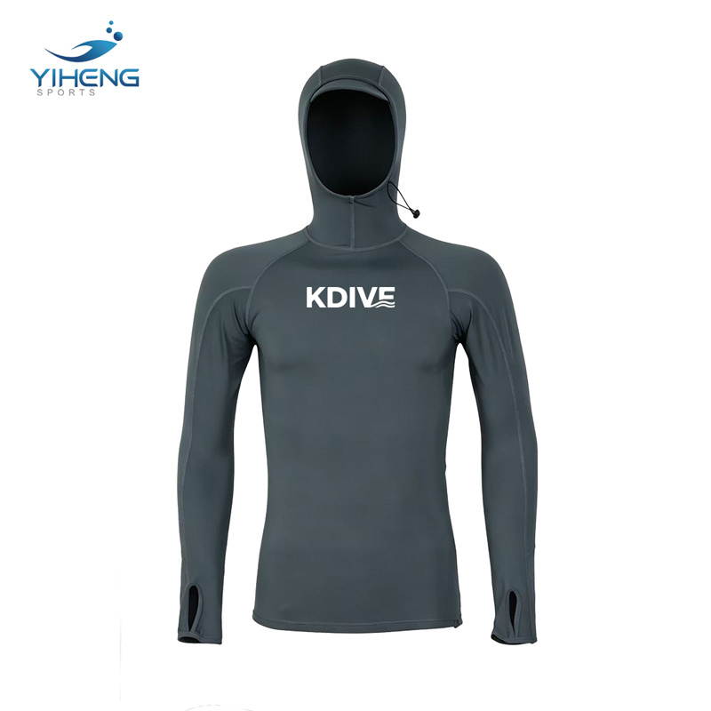 Hombre Con capucha Lycra Rash Guard UPF50+ Protección solar Impermeable Transpirable Secado rápido Manga larga Traje de neopreno Top para snorkel Surf Pesca