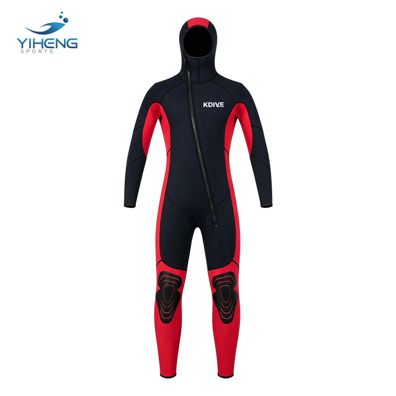 Traje de buceo con capucha de neopreno CR de 3 mm para hombre Traje de buceo con cremallera completa frontal Traje de neopreno de pesca submarina de cuerpo completo