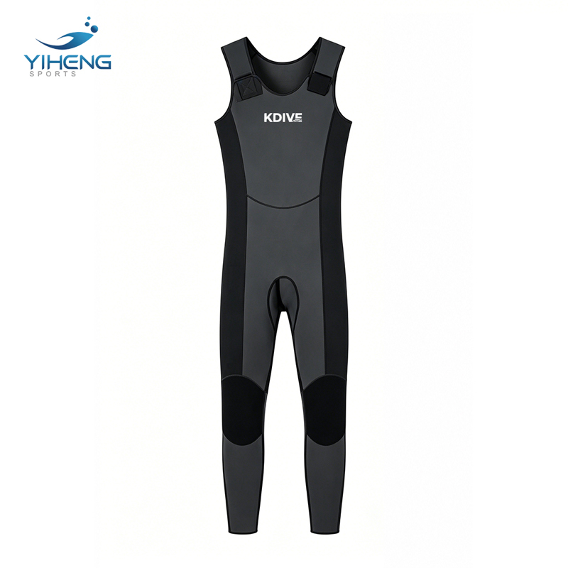 Traje de neopreno largo John sin mangas de neopreno de 2 mm para hombre, negro y gris, para navegación y buceo