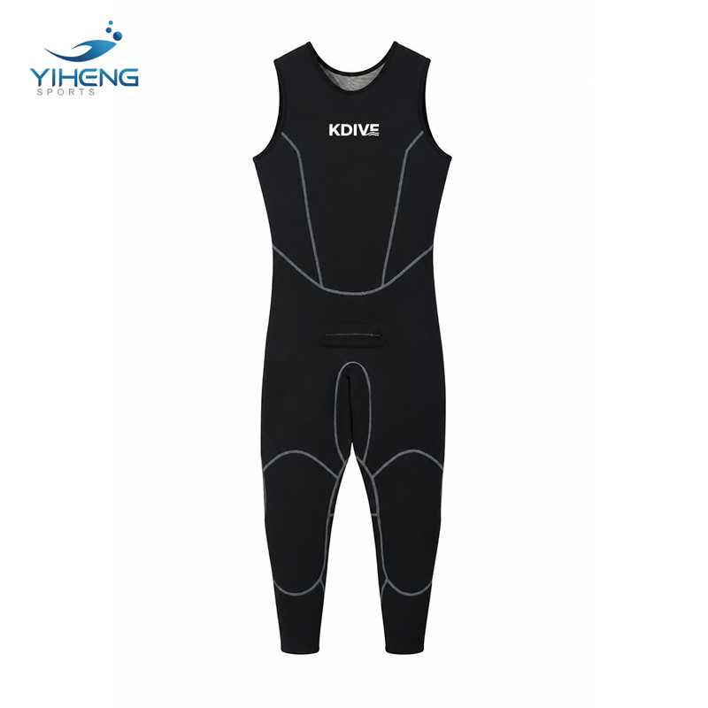 Traje de neopreno largo John sin mangas de neopreno de 3 mm para hombre, negro y gris, para navegación y buceo