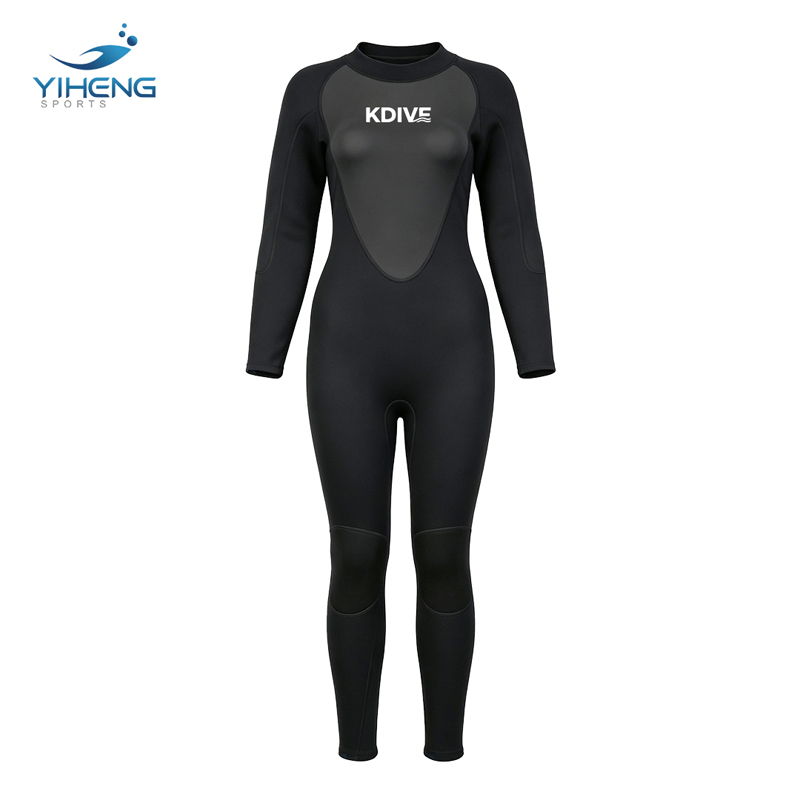 Traje de neopreno SUP de una pieza de manga larga negro de neopreno de 3 mm para mujer