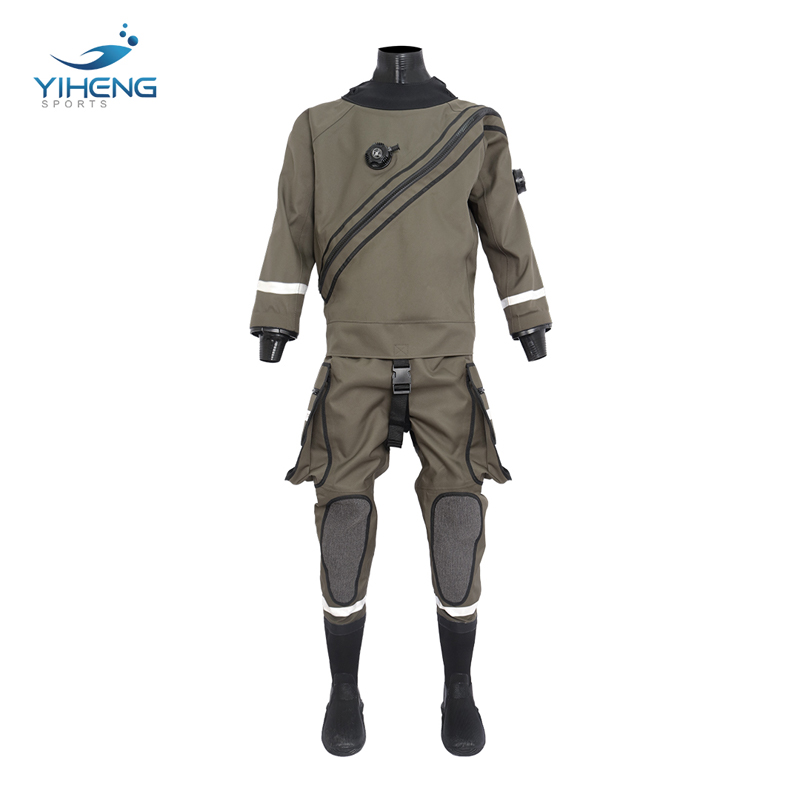 Traje seco laminado paño verde militar impermeable del rescate del agua de la goma butílica