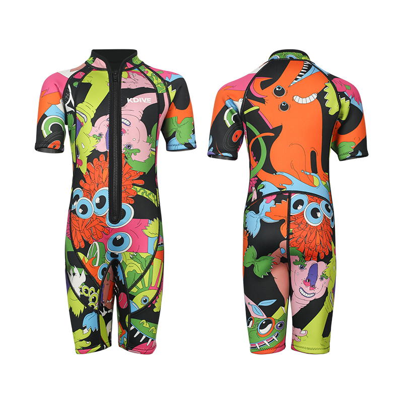 Traje de buceo para niños con estampado de dibujos animados de neopreno de 2 mm