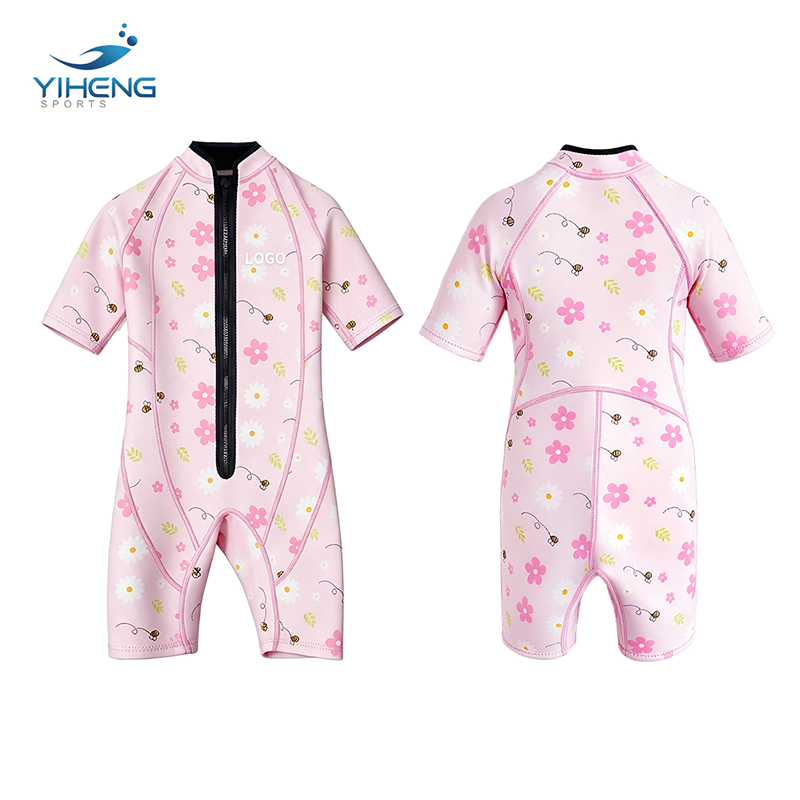 Traje de neopreno resistente a los impactos para niños, resistente al agua, con estampado de dibujos animados rosados ​​de 2mm personalizado de fábrica
