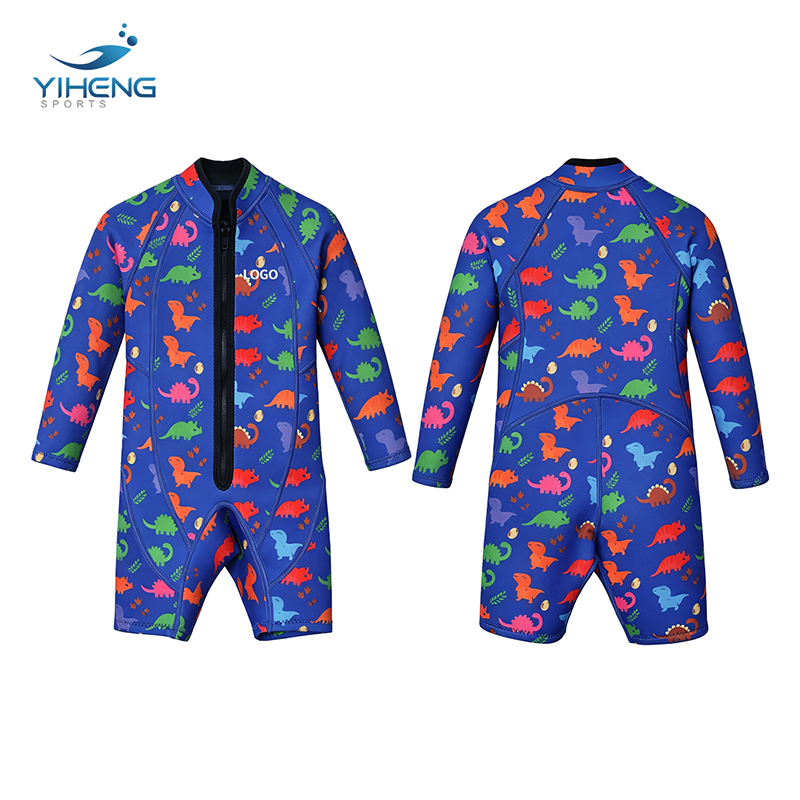 Traje de neopreno transpirable impermeable con estampado de dibujos animados azules de 2mm para niños